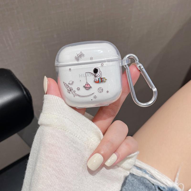 Cartoon Flower Love Earphone Case For Huawei FreeBuds SE 2 SE2 TWS Soft TPU Transparent Headset Protective Cover with Hook