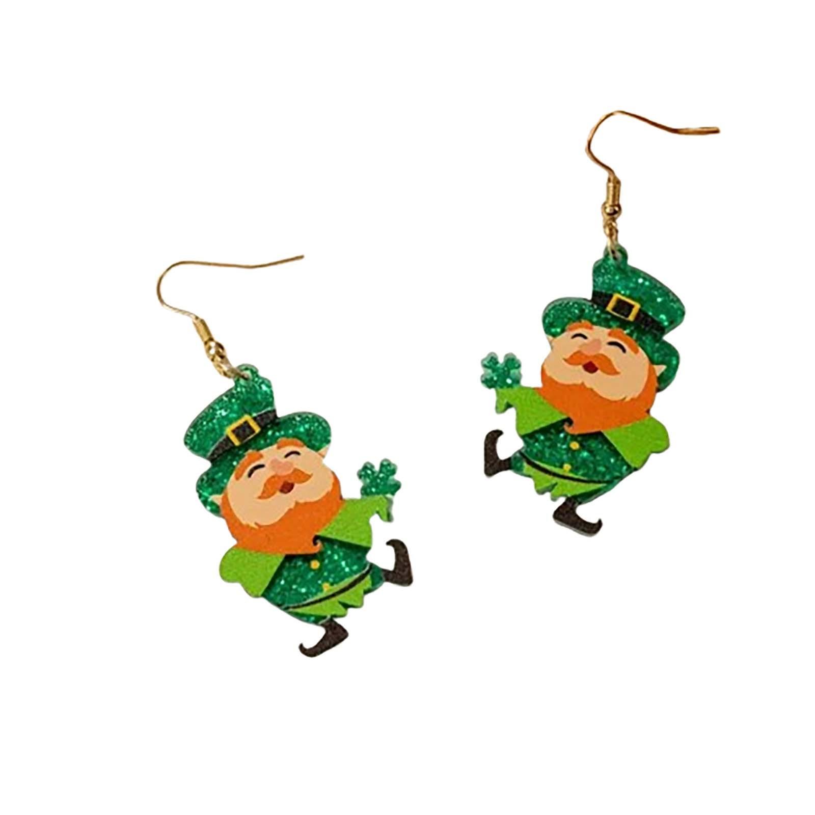 

улица. Праздничные серьги для вечеринки Патрика Забавные серьги для пожилых One Size зелёный