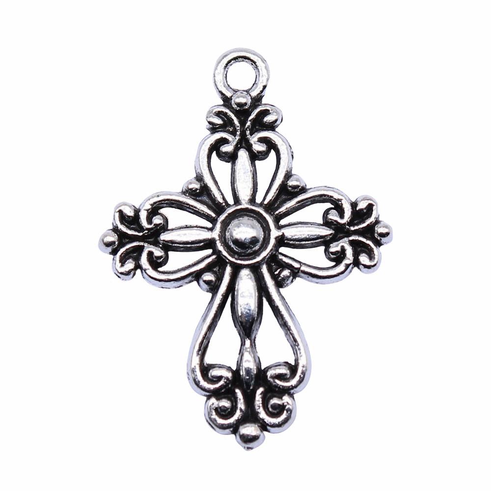 Vintage Cross Charms Multi Color Alloy Pendants For Religious Christian Jewelry