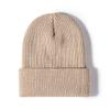 Fashionable Custom Embroidery Logo Solid Color Warm Winter Beanie Knit Hat