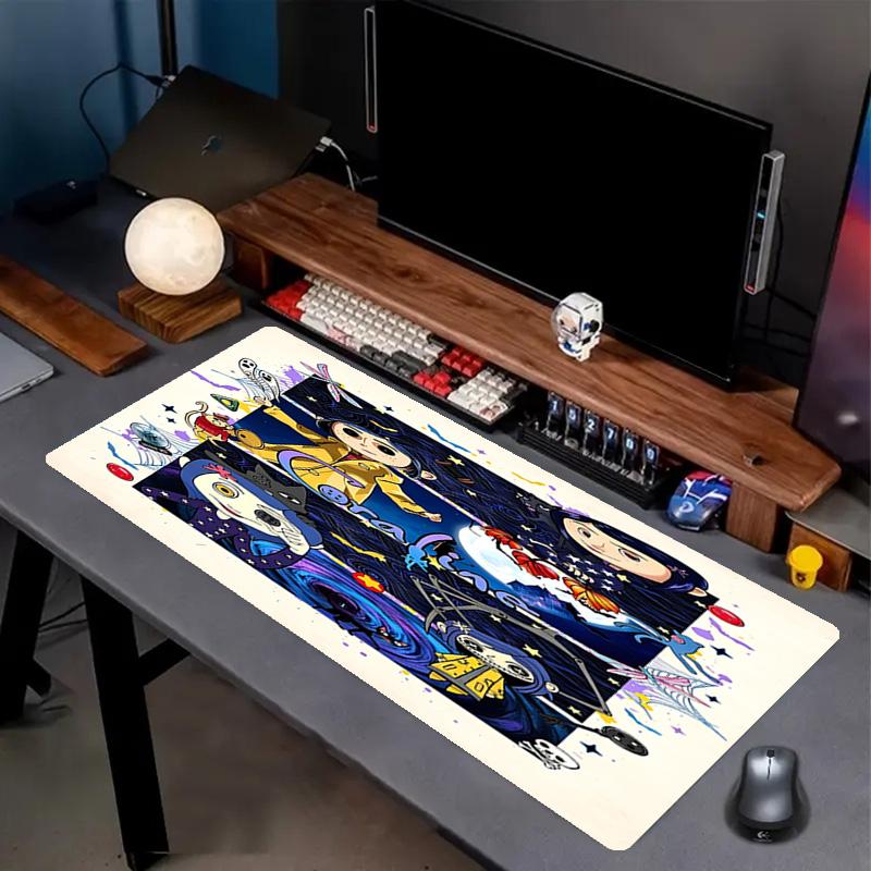 Coraline Print Mouse Pad, Anti‑Slip Desktop keyboard Mat, for PC Laptop Gaming Working Daily Use, Cool Festival Surprise Gift