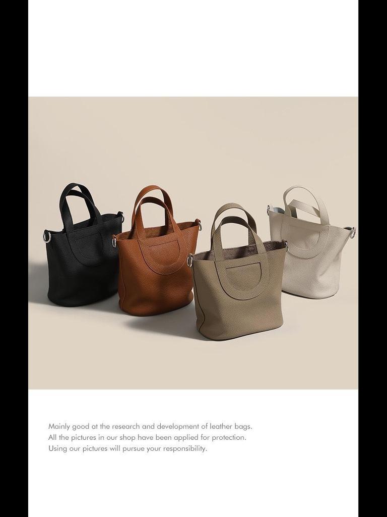 2023 Genuine Leather Pig Nose Bucket Bag - Handheld, Shoulder, Messenger, Large Capacity