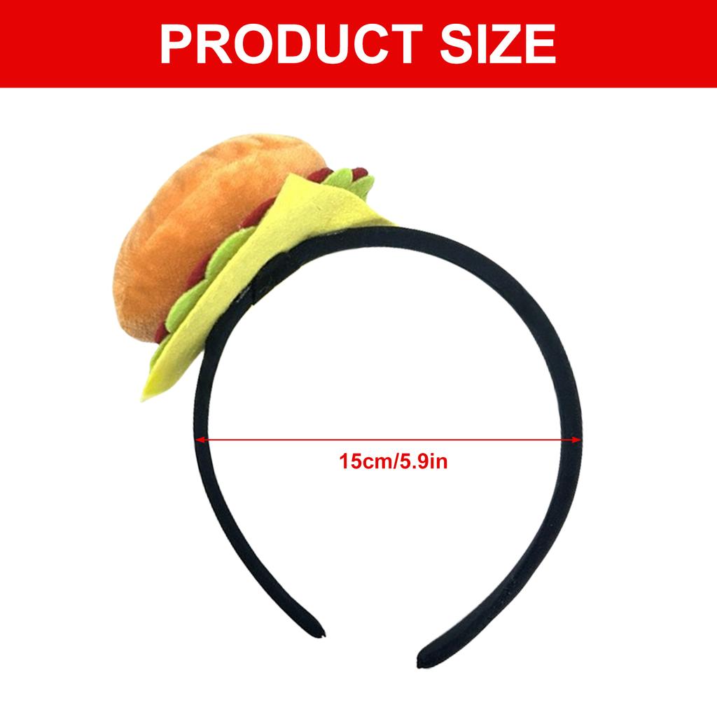 Realisitc 3D Hamburger Headband Soft Felt Velvet Hairband Styling Accessory For Women Girl Cosplay Party Dressingup