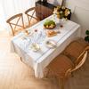 Ying Cross-Border Cotton Linen Embroidered Tablecloth, French Retro American Style, Rectangular.