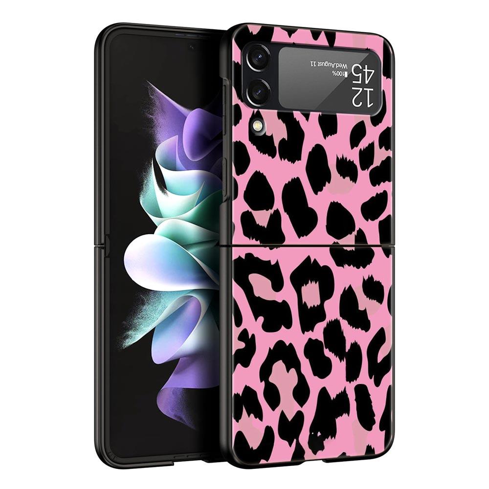 Leopard Print Pattern Phone Case For Samsung Galaxy Z Flip 6 5 4 3 Shell For Samsung Z Flip3 Flip4 Flip5 Flip6 Hard PC Cover