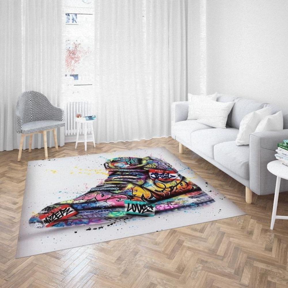 

Colorful Sneakers Graffiti Rug Abstract Soft Carpet Wall Hanging Design Kids Room Decor Gift for Boys Bedroom Floor Mat 60*90cm