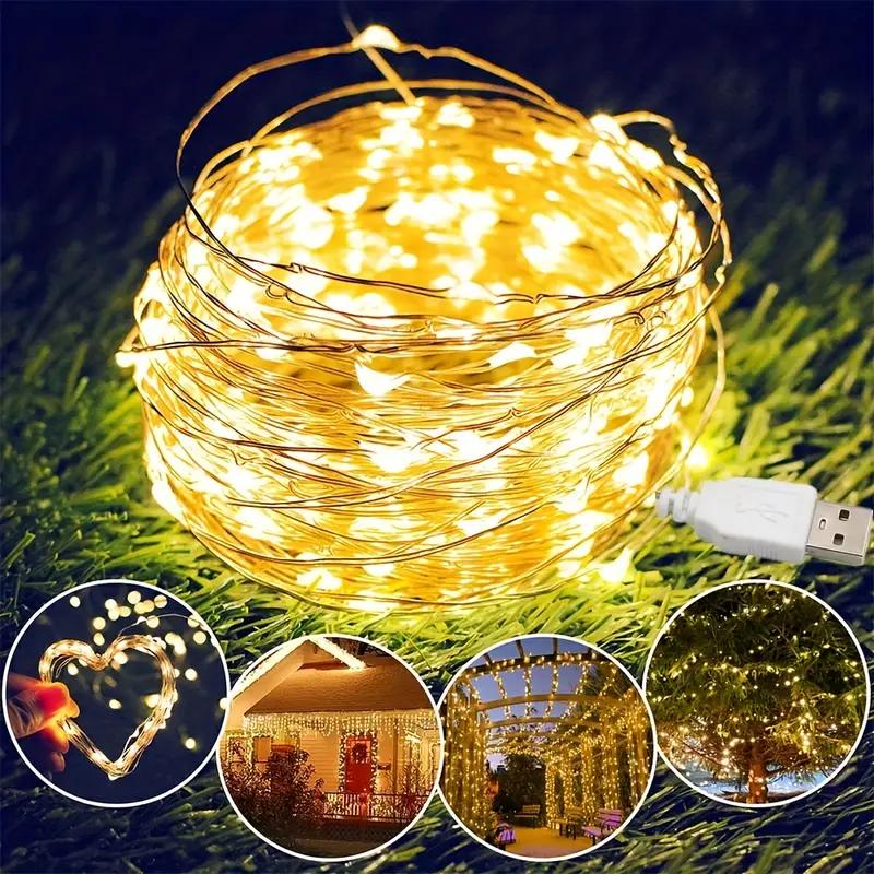20/50/100 LED USB Fairy String Lights LED USB Copper Wire Garland Holiday Lighting USB Powered Wall Decor Lamp Christmas Decor Halloween Decorations