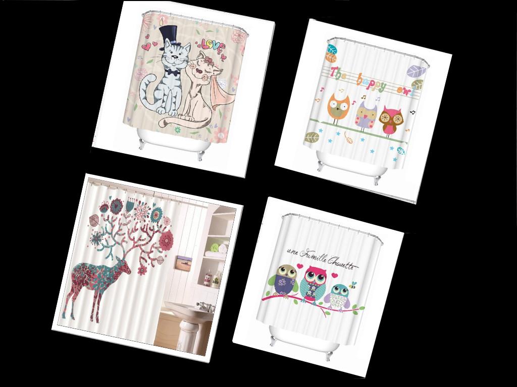 Polyester Deer Shower Curtain Print Bathroom Decoration Simple And Practical