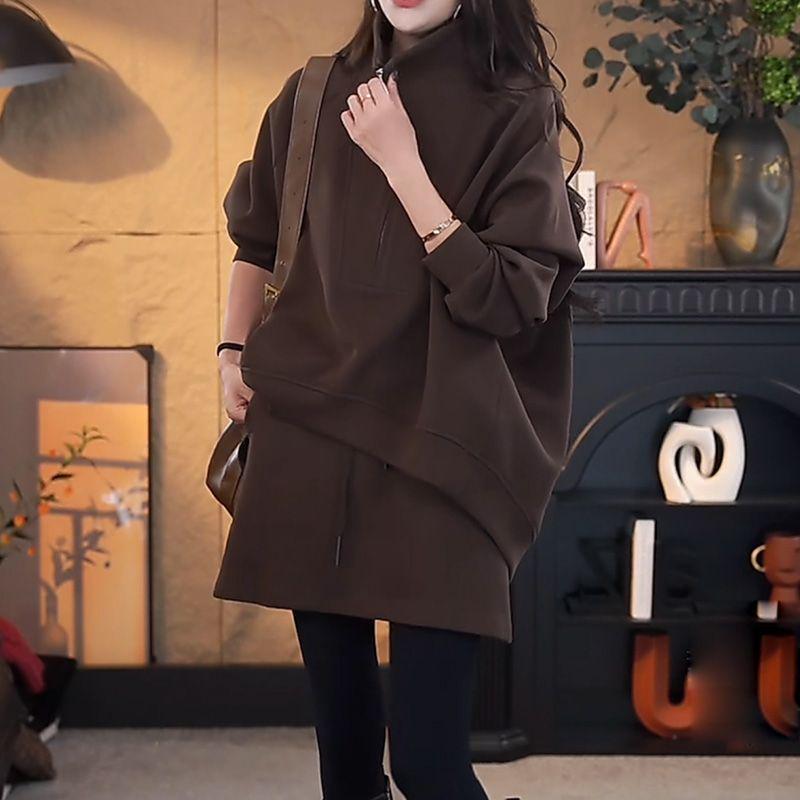 

Женский модный комплект из двух частей: Толстый свитшот с высоким воротом и короткая юбка - Неподвластная времени осенне-зимняя мода L 95-110 lbs