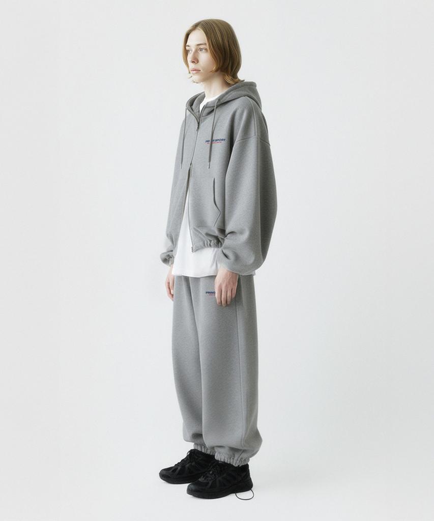 PRINOAR [Fleece Lined] Small Sport String One-Pleat Wide Pants - Melange
