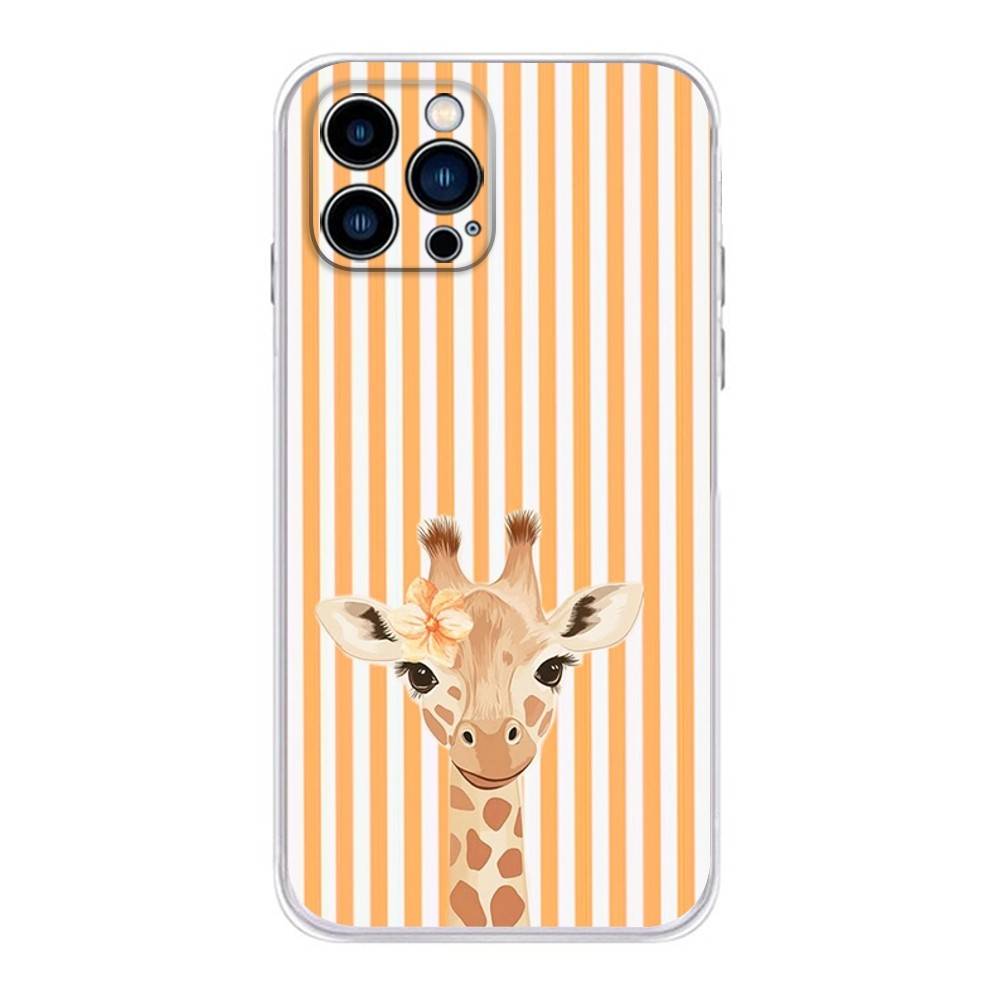

Striped Background Giraffe Phone Case For iPhone 16,15,Pro,Max,14,Plus,13,12,11,E Mini Air,17,Pro Drop Protection Cover TPU iPhone13promax