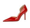8cm Style Fashion Simple High Heels Women's Shoes Thin Heels High Heels Shallow Mouth Pointed Side Hollow Patent Leather Single Shoes Women