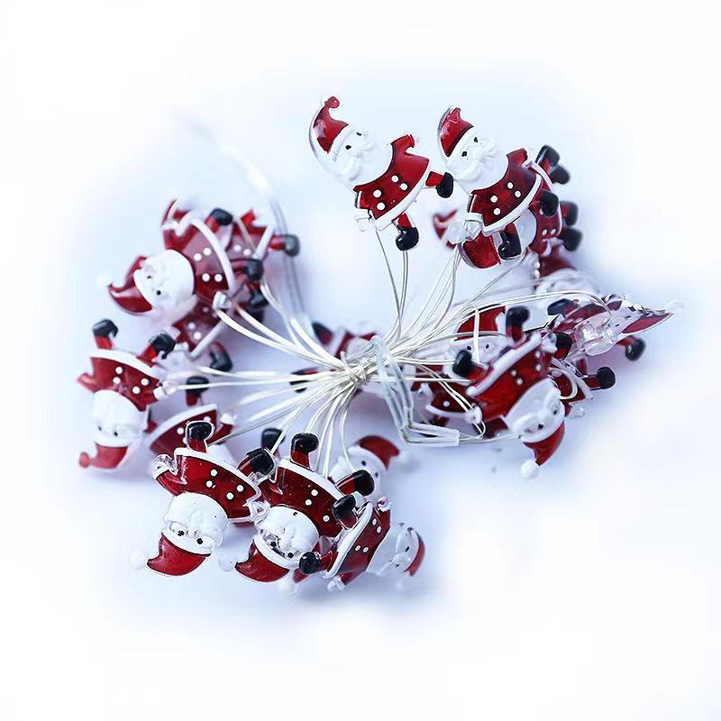 Christmas LED Lights: Santa, Snowman, Reindeer, Black Hat, Candy Cane, Gift Box, Bells with Copper Wire Fasteners