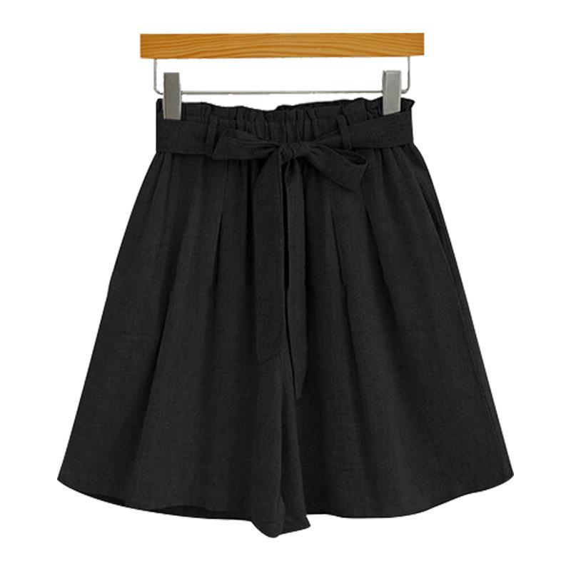 Korean Style Linen Loose Five-point Casual Bow Elastic Belt 200 Catties Summer Cotton Linen Large Size Medium Pants Make You Look Slim