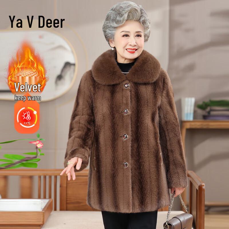 Yalook Women's Elegant Thickened Winter Fur Collar Coat