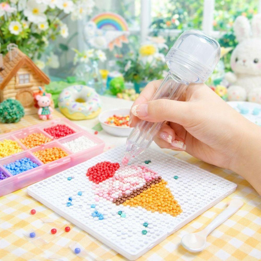 Transparenter Druck-Perlenstift 3D-Pixel-Puzzle Anti-Rutsch-Perlenpositionierungsstift Ergonomisch mit Perlenbehältern Perlenspender