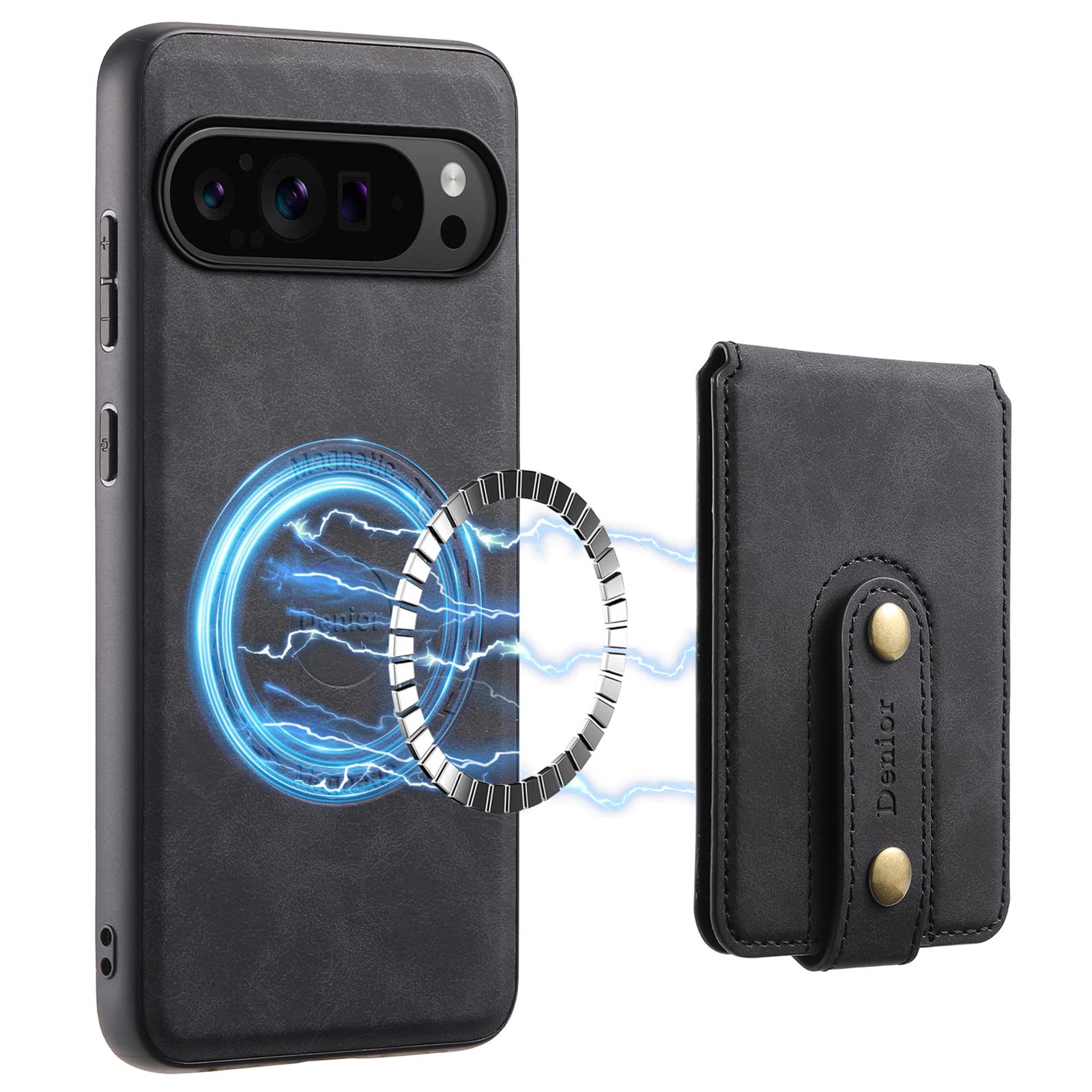 

DENIOR D14 For Google Pixel 9 Pro/Pixel 9 Magnetic Case 2 in 1 Detachable Card Holder PC+TPU Phone Cover Black