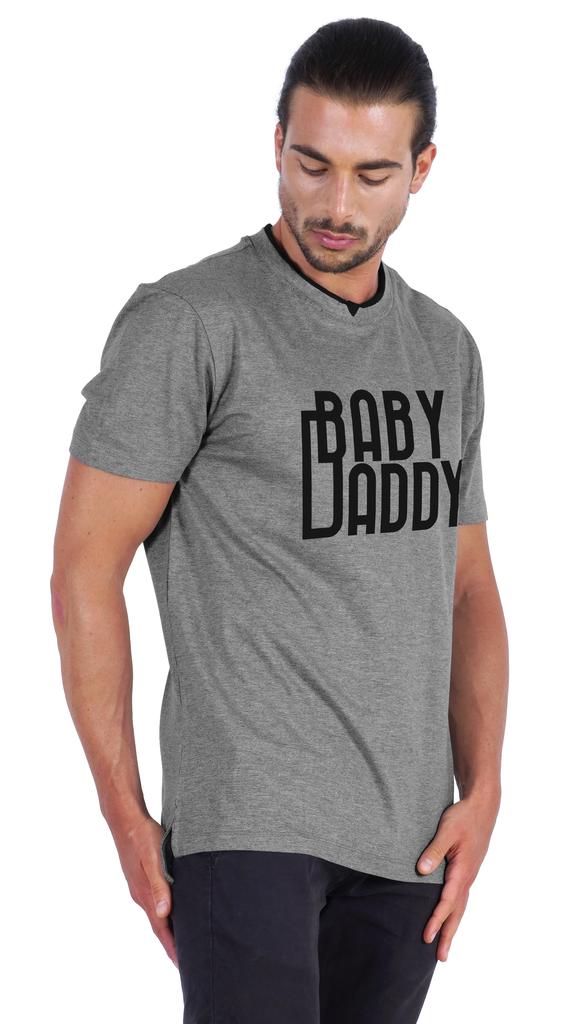 Inkmeso Men  s Graphic Quote   Baby Daddy   Tshirt For Dads Round Neck with V Cut