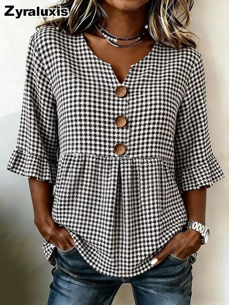 New Summer Women s V-Neck Loose Check Sleeveless Top Female Clothing S