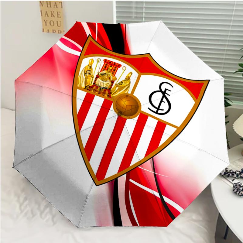 Seville logo Print Automatic Umbrella, 8 Rib Iron Frame, Plastic Handle, Suitable for Outdoor Travel &Daily , Ideal Gift