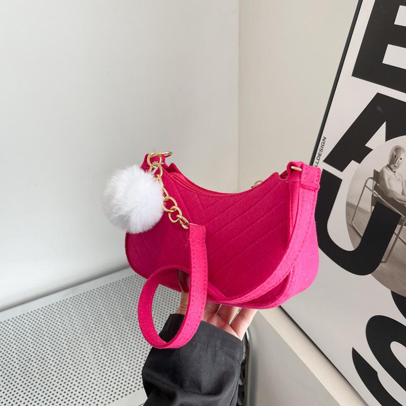 1Pcs Simple Light Weigh Underarm Bags Women'S Mini Felt Shoulder Bag Ergonomic Underarm Saddlebag Purse Shoulder Pouch