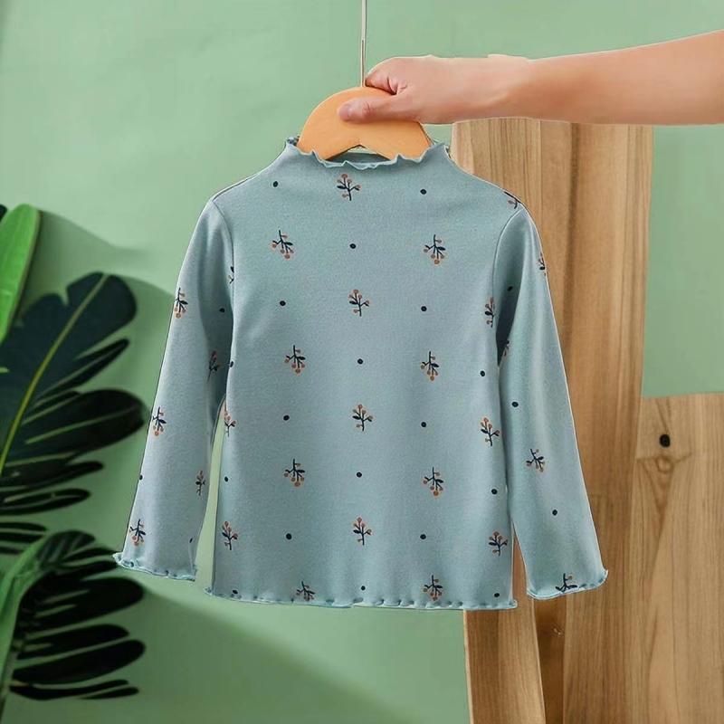 Cotton Baby Girls T-Shirt Long Sleeve Kids Turtleneck Bottoming TShirts Tops Clothes for Spirng Autumn