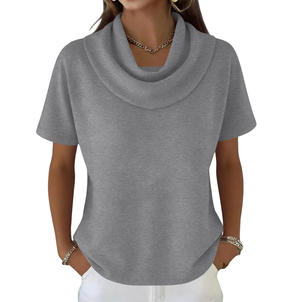 Women's Casual And Fashionable Round Neck Short Sleeved Color Top Sweater