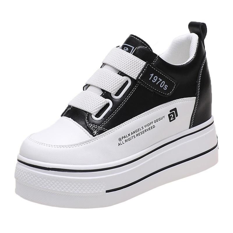 Mode Nouvelles Printemps Automne Blanc Talons Compensés Cachés Chaussures Décontractées Femme Chaussures à Plateforme 8CM Chaussures à Talons Hauts Élévateurs Baskets de Marche Femmes 2025