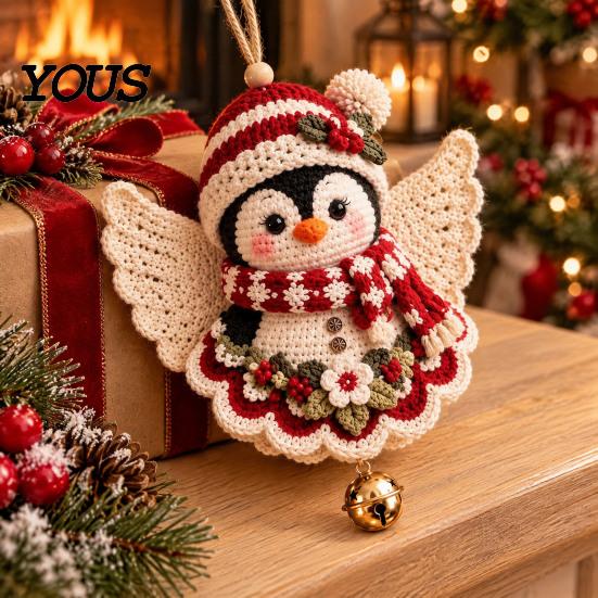Easy Crochet Projects for Holidays Christmas Angel DIY Kit, Make Hanging Ornament, Festive Beginner Starter Kit Craft Adults Teens, Handmade
