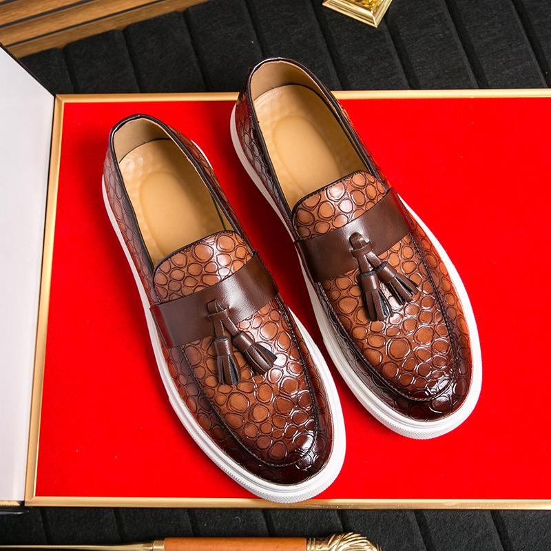 2024 Plus Size Tassel Leather Loafers - European & American Fashion Slip-Ons for Men