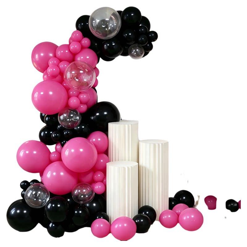 Thickened Round Red-Black Balloon Set for Birthday Parties and Shop Openings