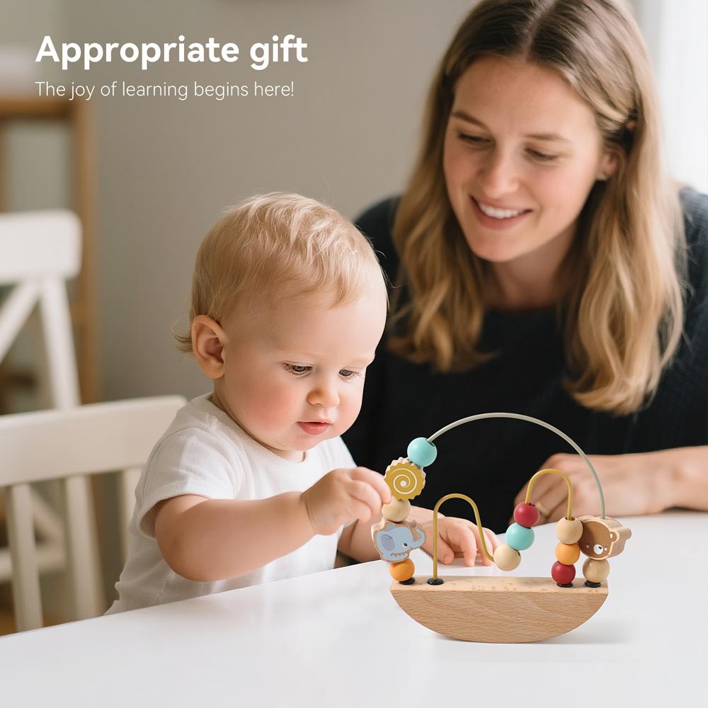 Baby Montessori Toys Wooden Cartoon Animal Beading Game Baby Finger Precision Movement Toys Early Education Toys Threading Toy