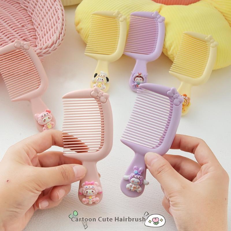 3Pcs Plastic Anti Static Straight Combs Portable Cartoon Sanrio Mini Comb Candy Color Fine-Toothed Detangling Combs For Children