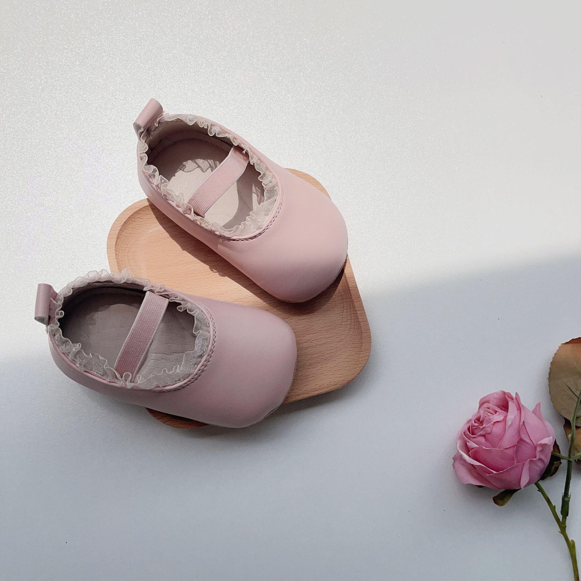 

Осенние кружевные детские туфельки: Нескользящие туфли принцессы для девочек Small (Insole 11 cm) розовый