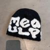 Hat Minimalist Knit Embroidered Letters Meaulp Winter Warmth Protection Earmuff