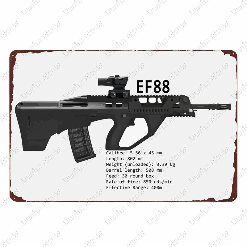 Uzi Vintage Metallschild, Waffenschild, Bar, Club, Café, Zimmerdekorplatte, Gewehrblechmalerei, Militärfans, Wandaufkleber