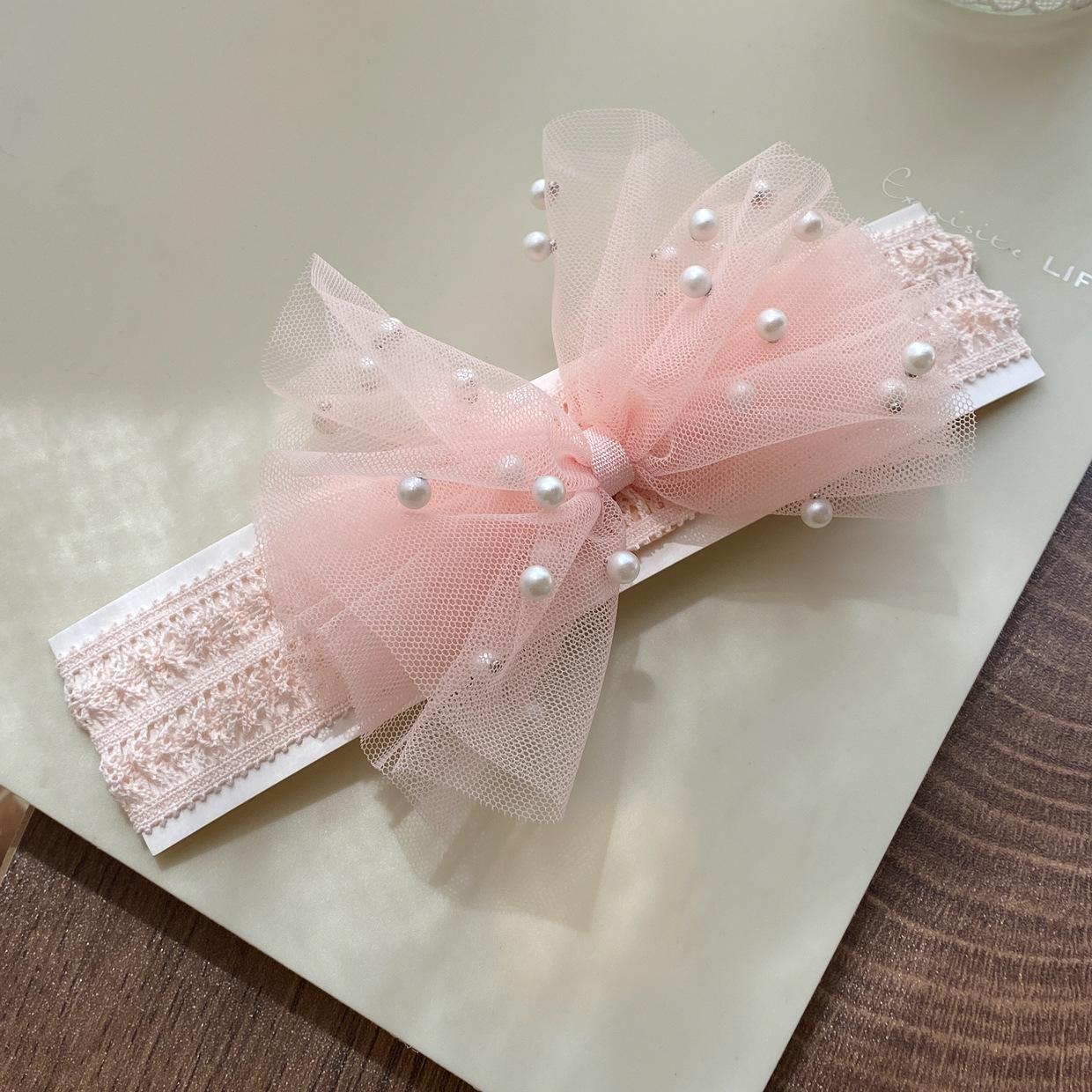 

Повязка на голову из сетки с жемчужным бантом для девочки - Аксессуар для дня рождения принцессы