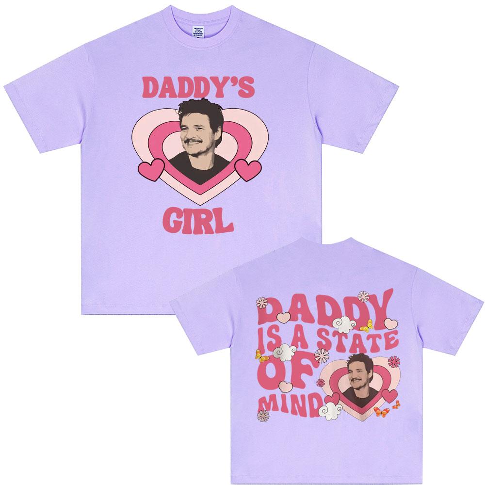 Movie TV Actor Pedro Pascal Daddy Is A State of Mind TShirt Unisex Women Fashion Casual Vintage Short Sleeve T Shirts Streetwear