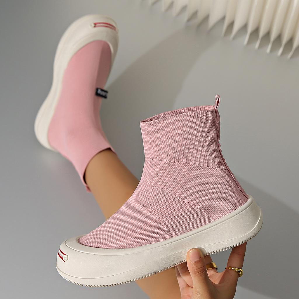 Μοντέρνα γυναικεία αναπνέοντα sneakers με χοντρή σόλα, casual slip-on παπούτσια, πλεκτά sneakers, γυναικεία παπούτσια τένις, καλοκαιρινά παπούτσια-κάλτσες