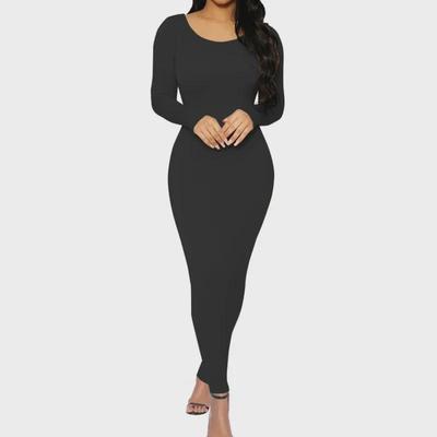 2022 Autumn/Winter Women's Solid Color Long-Sleeve Slim Dress