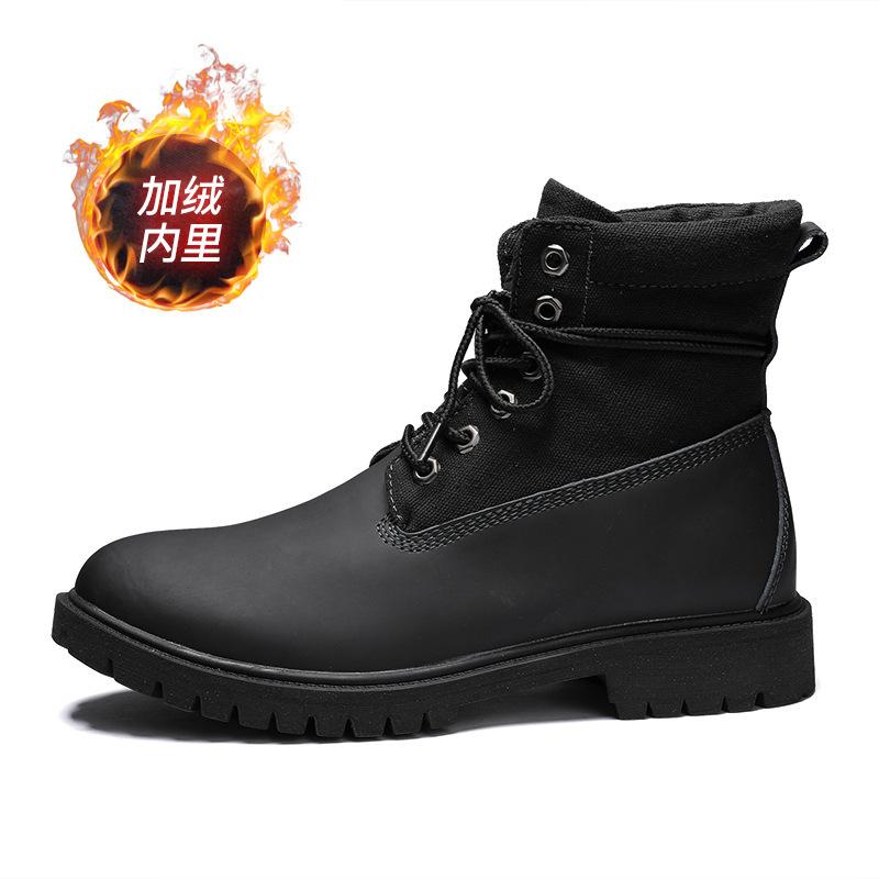 

Big yellow boots couple autumn and winter velvet warm high-top Martin boots British medium-help tooling snow desert boots 45