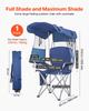 VEVOR Camping Chair with Canopy Shade, Folding Beach Chair with Canopy & Magazine Pocket, 2 Cup Holders, 150 Kg Heavy Duty Support