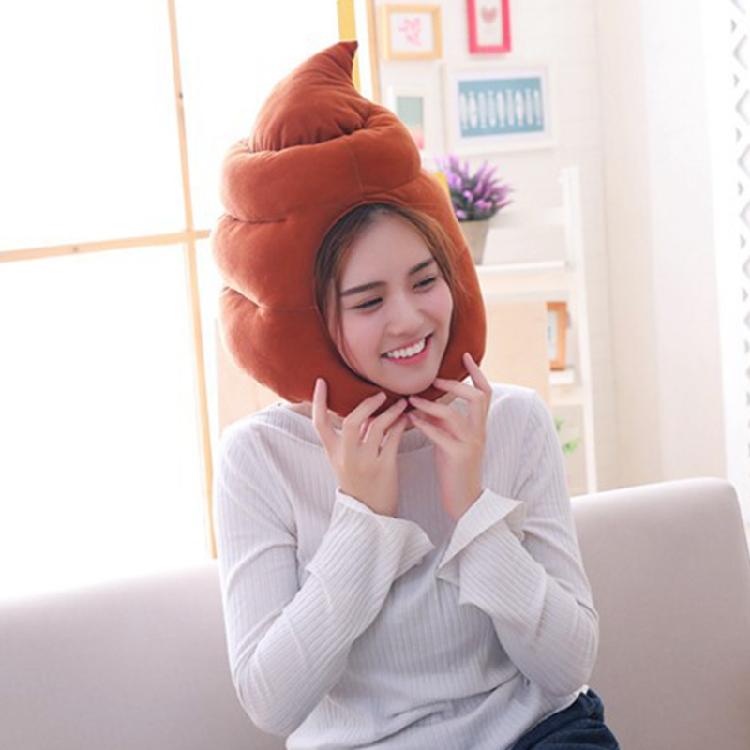 Diadema con Forma de Caca Sombrero de Felpa Gorra de Dibujos Animados con Orejeras Accesorios para Fotos de Cosplay de Halloween