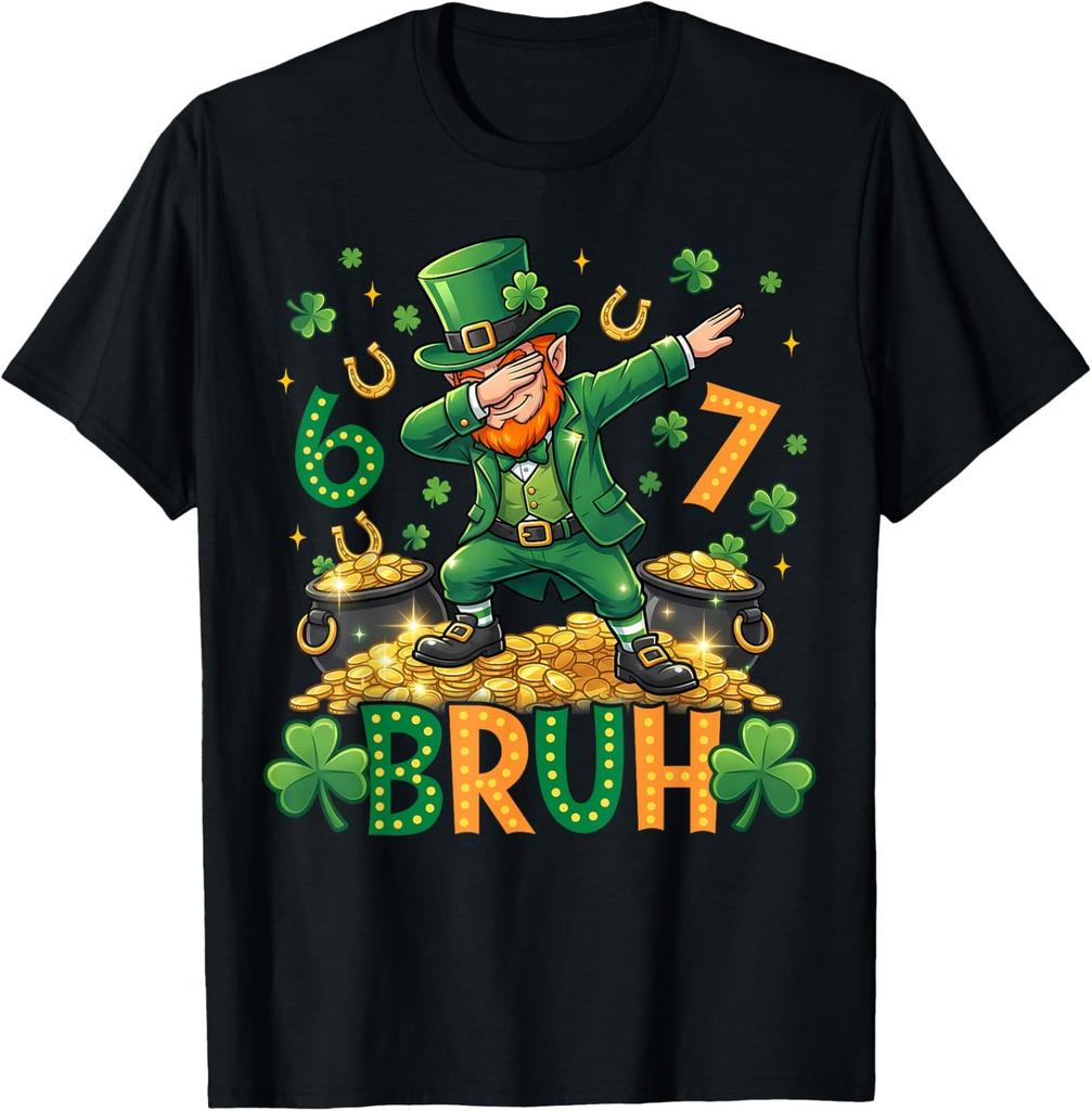 Bruh 67 Dab Leprechaun Funny St Patrick Day Unisex T-Shirt