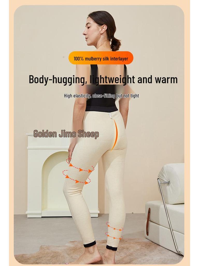 100% gefüllte Herren- und Damen-Warmbaumwollhosen aus Maulbeerseide, verdickte Winterleggings, schlankmachend, mit Fleece gefüttert für den Herbst.