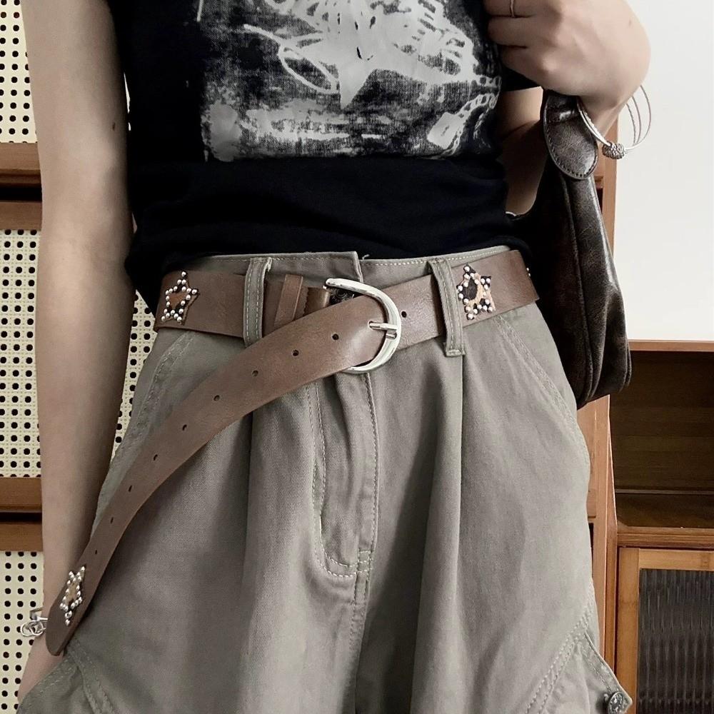 Star Metal Buckle Belts Gothic Pu Leather Waistband Retro Jeans Belt  Clothing Accessories