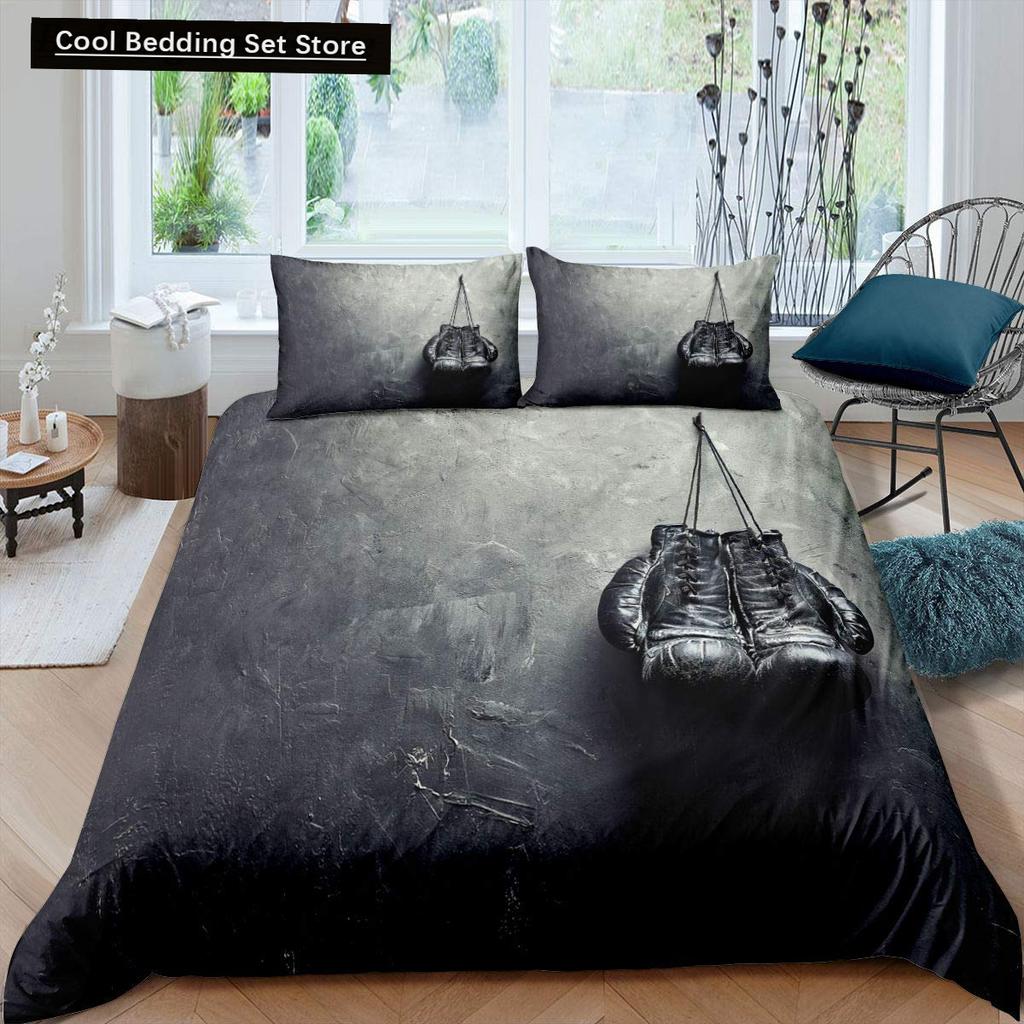 Boxing King Queen Duvet Cover Gamer Competitive Sports Bedding Set Galaxy Bright Colorful Quilt Cover Polyester Comforter Cover