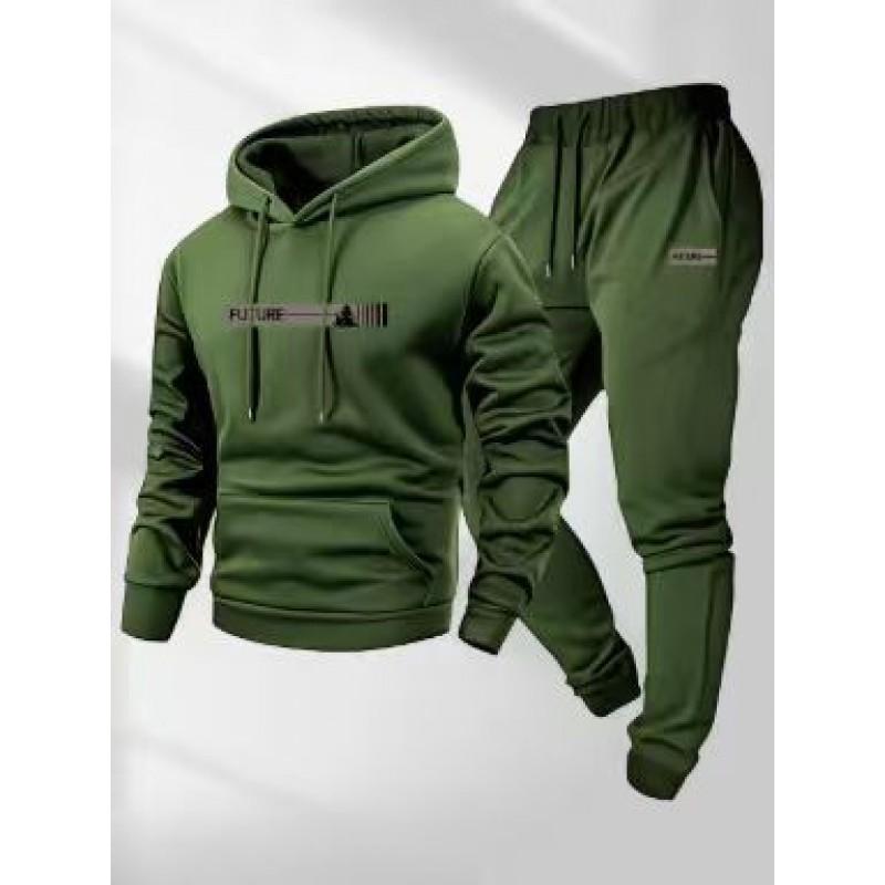 Mens Hooded Oversized Sweatshirt Set Long Sleeve Top Pants Casual Sportswear