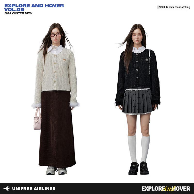 UNIFREE Bow-Knot Frayed Edge Knit Cardigan