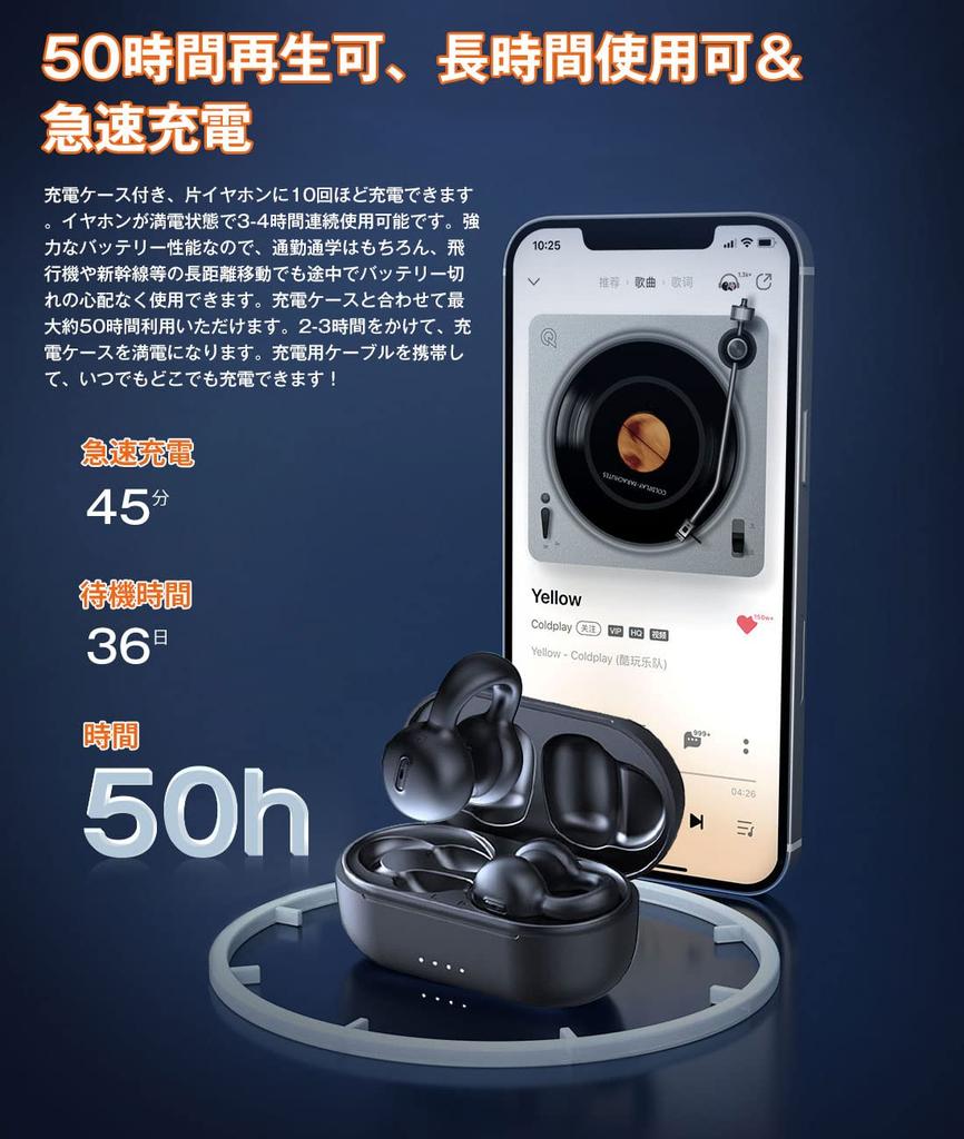 Bluetooth Earphones, Air Conduction, Bluetooth 5.3, with Wireless Microphone, Fully Open-Ear, Waterproof, Ear Cuff Style, SingleBinaural, ENC Noise